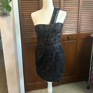 Lela Rose Corset Cocktail Dress With Asymmetrical Straps